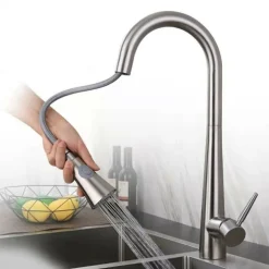 MISCELATORE RUBINETTO MONOCOMANDO LAVELLO CUCINA CON DOCCETTA A CANNA ALTA 52692