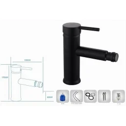 MISCELATORE RUBINETTO PER LAVABO BIDET BAGNO ACCIAIO INOX NERO PILETTA RAY 87392
