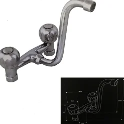 MISCELATORE VASCA ACCIAIO 59348 BAGNO DOPPIA MANOPOLA FILTRO ALTO RUBINETTERIA