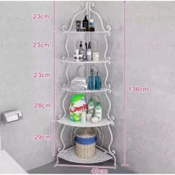 MOBILE 5 MENSOLE AD ANGOLO BAGNO RIPOSTIGLIO ANGOLIERA RIPIANI PORTAOGGETTI FERRO DECORATO