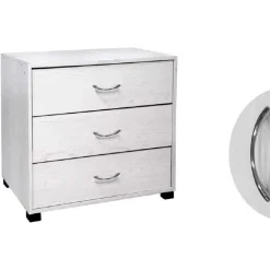 MOBILE CASSETTIERA COMODINO COMÒ GAIA 3 CASSETTI BIANCO LEGNO 68X40X64CM 768675