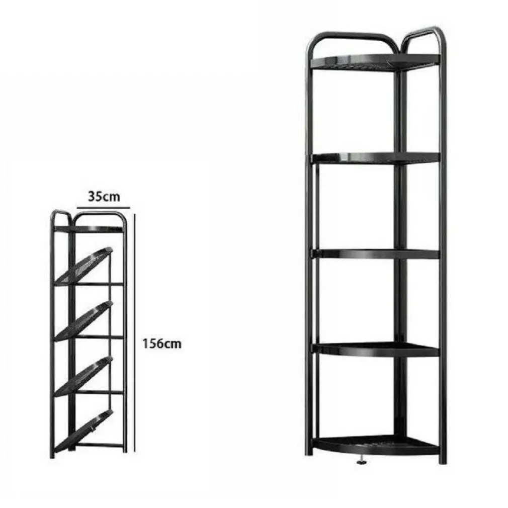 MOBILE MOBILETTO ANGOLARE METALLO NERO 5 RIPIANI PORTATUTTO REGOLABILE SCARPE 71028