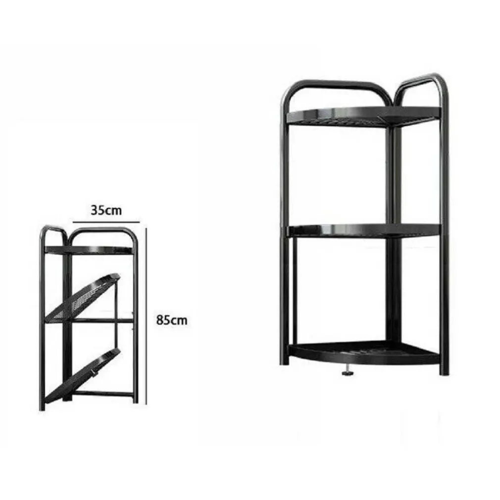 MOBILE MOBILETTO ANGOLARE METALLO NERO 3 RIPIANI PORTATUTTO REGOLABILE SCARPE 71026