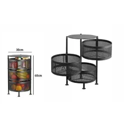 MOBILE MOBILETTO TAVOLINO METALLO NERO 3 SCOMPARTI PORTATUTTO REGOLABILE 30x60CM