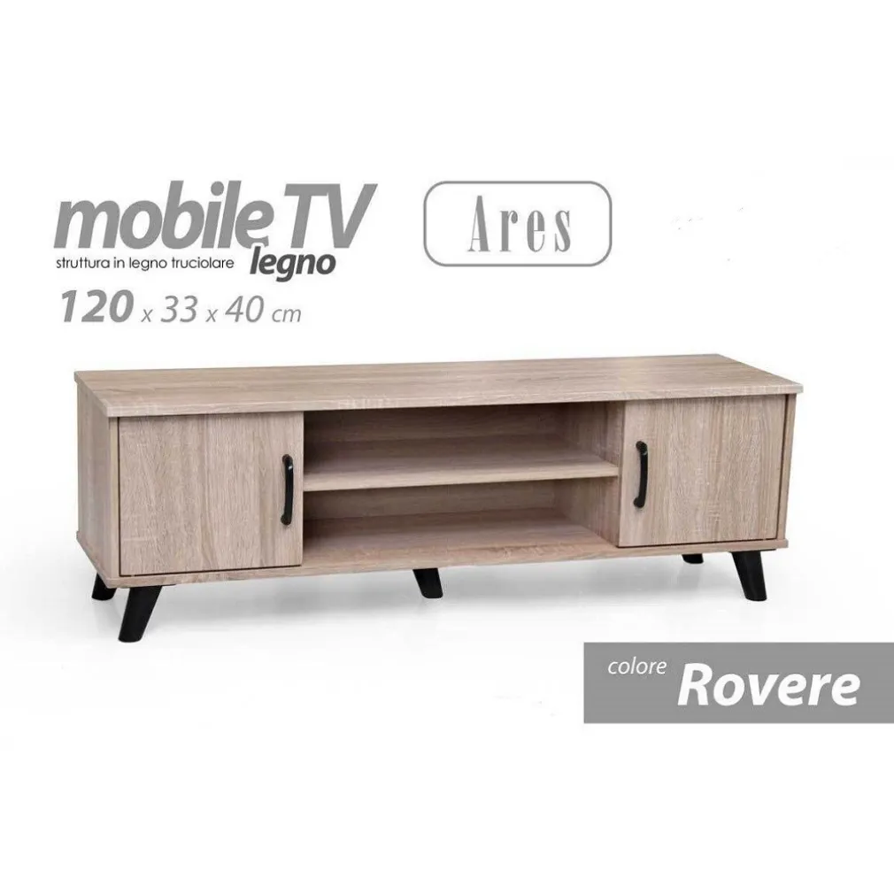 MOBILE PORTA TV ARES LEGNO ROVERE MODERNO 120X33X40CM CON 2 RIPIANI ANTE 796500