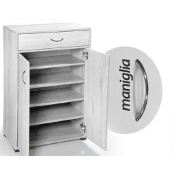 MOBILE SCARPIERA ARMADIO 2 ANTE CASSETTO 5 RIPIANI LEGNO BIANCO 95X63X33CM 770937