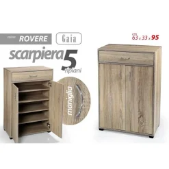 MOBILE SCARPIERA ARMADIO 2 ANTE CASSETTO 5 RIPIANI ROVERE GAIA 95X63X33CM 770968