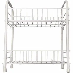 MOBILETTO IN METALLO PORTA OGGETTI 2 RIPIANI BIANCO SCAFFALE BAGNO 32X36CM 52530