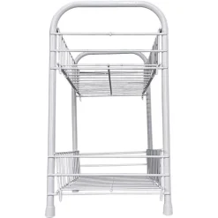 MOBILETTO IN METALLO PORTA OGGETTI 2 RIPIANI BIANCO SCAFFALE BAGNO 32X36CM 52530