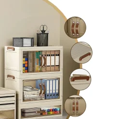 MOBILETTO ORGANIZER PIEGHEVOLE A 2 RIPIANI CON CASSETTO ARMADIETTO DA SCRIVANIA CAMERA