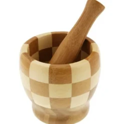 MORTAIO PESTELLO MANUALE 11.5X10 CM IN BAMBOO LEGNO PER PESTO SPEZIE CONDIMENTO