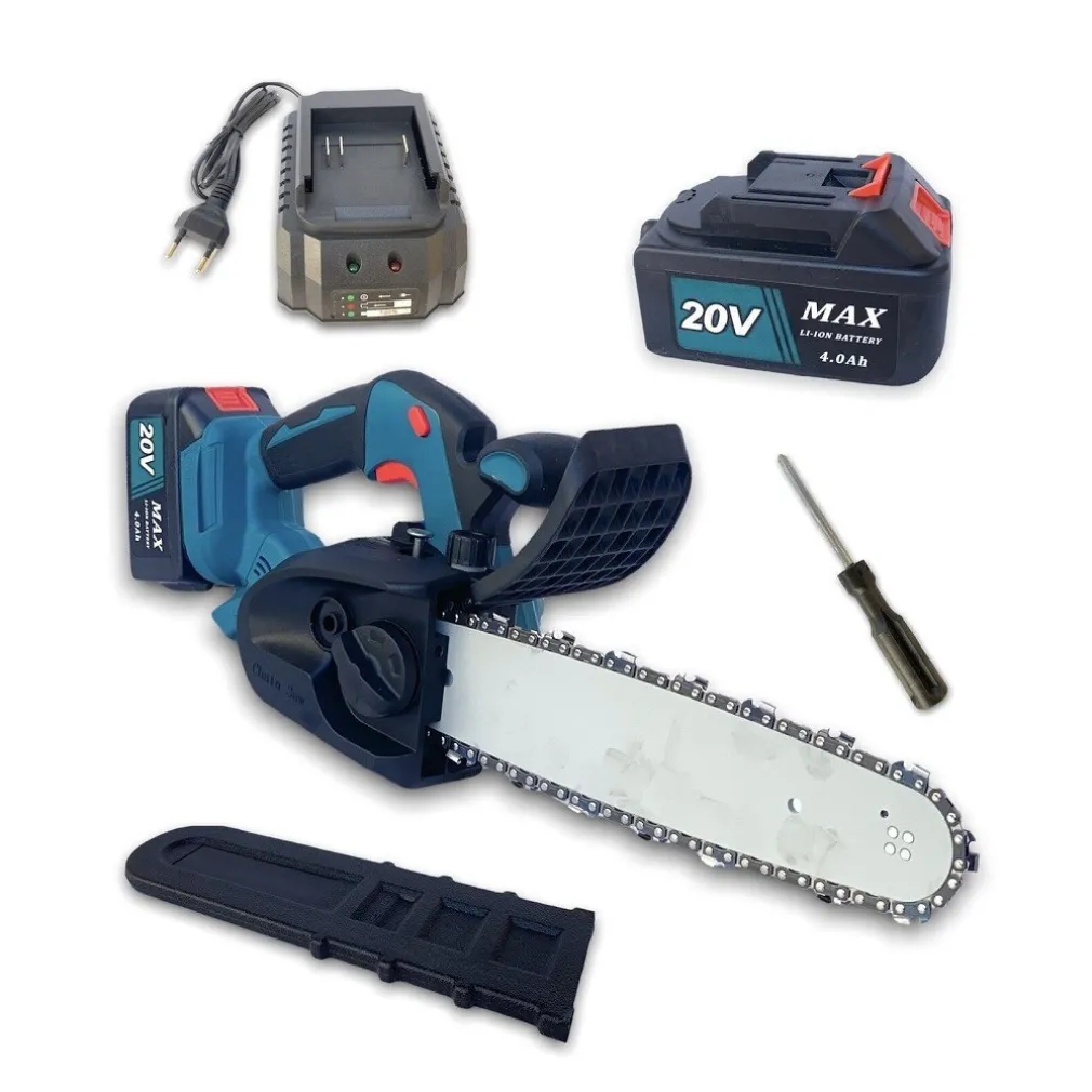 MOTOSEGA A BATTERIA LAMA 12'' 20V 4AH MINI ELETTROSEGA 2 BATTERIE SERBATOIO OLIO