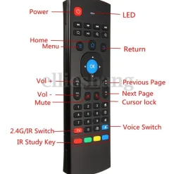 MOUSE E TASTIERA TELECOMANDO PER ANDROID TV BOX MX 3 U5E7 2.4GHZ SENZA FILI