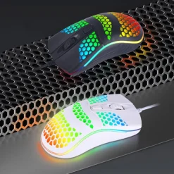 MOUSE GAMING CON FILO LEGGERO LUCI A LED MULTICOLOR EFFETTO TRAFORATO PER PC