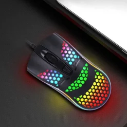 MOUSE GAMING CON FILO LEGGERO LUCI A LED MULTICOLOR EFFETTO TRAFORATO PER PC