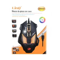 MOUSE GAMING DA GIOCO CON FILO USB 2.0 DPI REGOLABILE 4000 DPI LUCI RGB GM8007