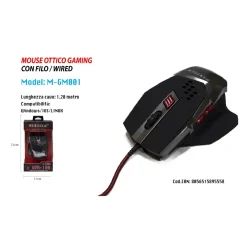 MOUSE GIOCO 6 TASTI SQUADRATO OTTICO CURSORE PRECISIONE LUCI LED MAXTECH M-GM001