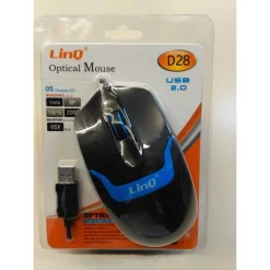 MOUSE OTTICO CON CAVO USB 1200DPI PLUG AND PLAY PER PC NOTEBOOK VARI COLORI D28