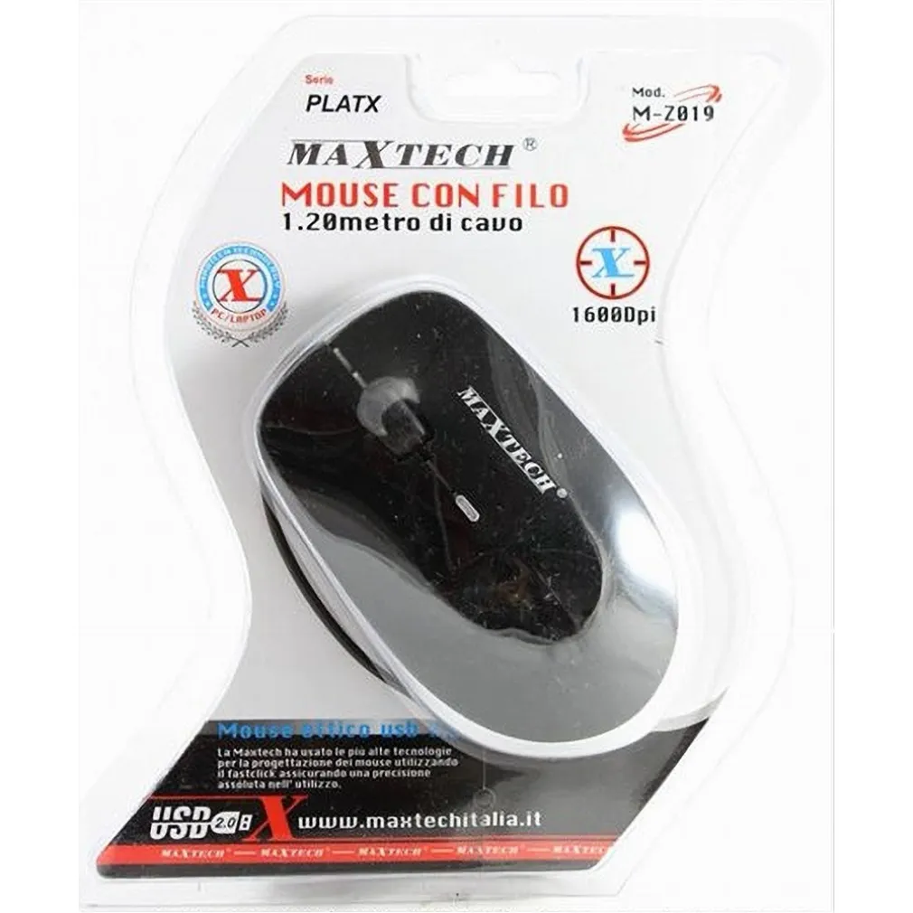 MOUSE OTTICO USB 2.0 CON FILO 1600 DPI PER PC NOTEBOOK PORTATILE LAPTOP M-Z019