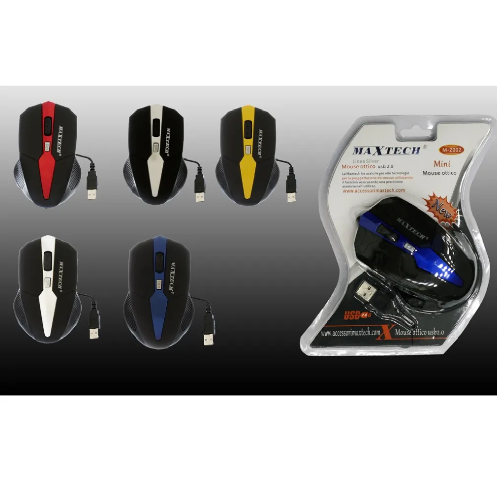 MOUSE USB 2.0 OTTICO CON FILO PER COMPUTER NOTEBOOK PC PORTATILE NEW MAXTECH M-Z002