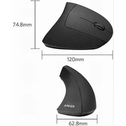 MOUSE VERTICALE WIRELESS SENZA FILI IMPUGNATURA VERTICALE DESIGN ERGONOMICO NERO