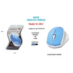 MOUSE WIFI WIRELESS SENZA FILO PORTATILE PC COMPUTER 1600DPI 2.4GHZ MAXTECH M-Z012