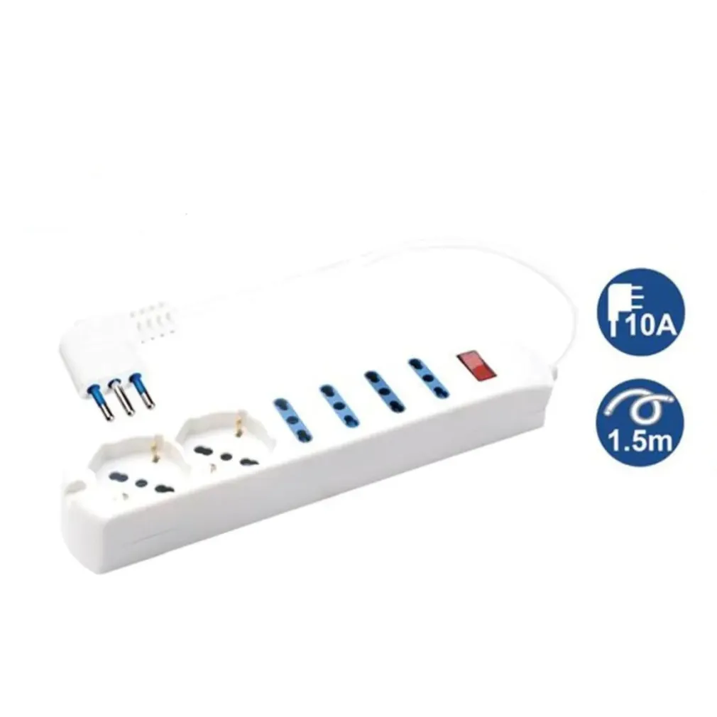 MULTIPRESA 2 PRESE UNIVERSALI + 4 BIPASSO 10/16A SPINA 10A CAVO 1.5 METRI 80084