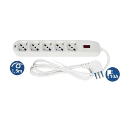 MULTIPRESA 5 USCITE UNIVERSALI SPINA 10A CAVO 1.5MT CIABATTA COLORE BIANCO 80185N