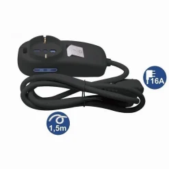 MULTIPRESA 1 USCITE UNIVERSALI+2 BIPASSO 10/16A SPINA 16A CAVO 1.5MT NERA 80336N