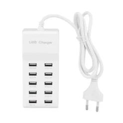 MULTIPRESA CARICATORE RAPIDO 50 WATT A 10 PORTE USB DC5V T-10A08 PER SMARTPHONE