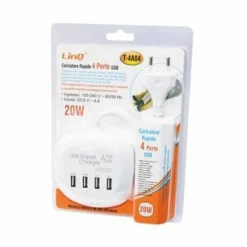 MULTIPRESA CARICATORE RICARICA RAPIDO 20W 4 PORTE USB T-4A04 CARICABATTERIE MULTIPORTA