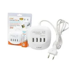 MULTIPRESA CARICATORE RICARICA RAPIDO 20W 4 PORTE USB T-4A04 CARICABATTERIE MULTIPORTA