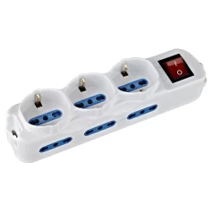 MULTIPRESA CIABATTA SCARPETTA 9 POSTI CON TASTO INTERRUTTORE ON/OFF 16A 6+3SHUKO