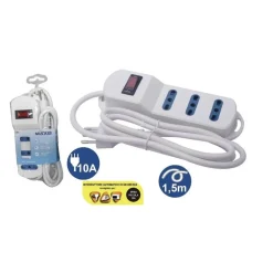 MULTIPRESA CON 3 USCITE UNIVERSALI BIPASSO SPINA 10A CAVO 1.5 MT BIANCO 80091N