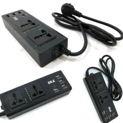 MULTIPRESA PRESA UNIVERSALE 2 SPINE UK ITA 4 USB 2.1A 1A 5V INTERRUTTORE NERO