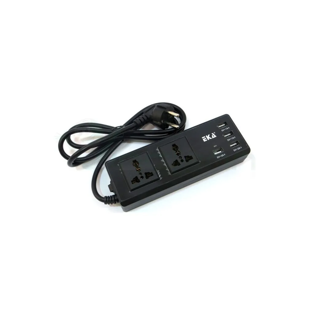 MULTIPRESA PRESA UNIVERSALE 2 SPINE UK ITA 4 USB 2.1A 1A 5V INTERRUTTORE NERO