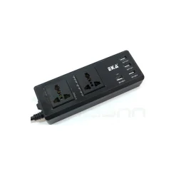 MULTIPRESA PRESA UNIVERSALE 2 SPINE UK ITA 4 USB 2.1A 1A 5V INTERRUTTORE NERO