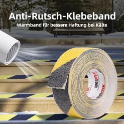 NASTRO ANTISCIVOLO ALTA RESISTENZA SICUREZZA ANTIATTRITO BATTISTRADA 2,5CMX5MT NERO/GIALLO