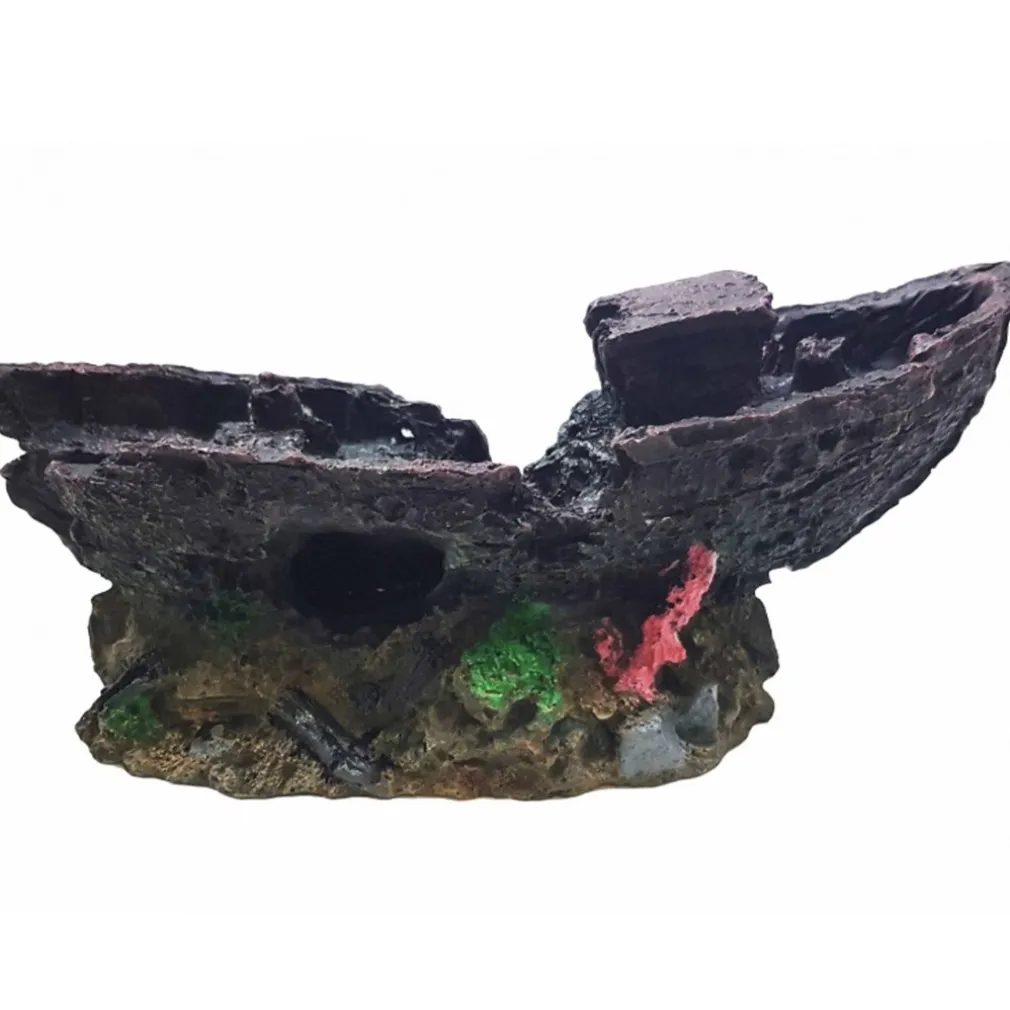 NAVE BARCA 22.5x9.5x10CM SOTTOMARINO ORNAMENTO PER ACQUARIO DECORAZIONI PIETRA