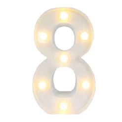 NUMERO 8 LUMINOSO CON LUCI LED A BATTERIA DECORAZIONI PER LA CASA DIM. 22 CM