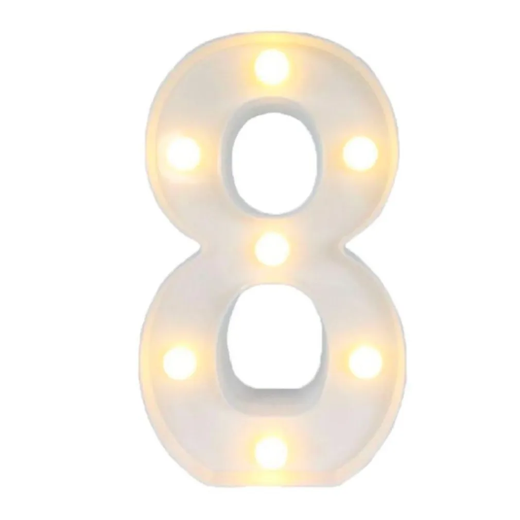 NUMERO 8 LUMINOSO CON LUCI LED A BATTERIA DECORAZIONI PER LA CASA DIM. 22 CM