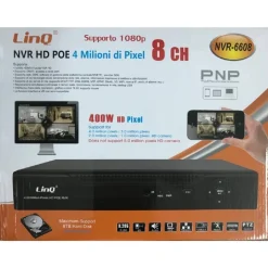NVR POE 8 CH CANALI REC & LIVE FULL HD 1080P WIFI H.264 H.265 P2P 4MP NVR-6608
