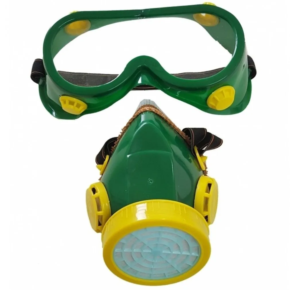 OCCHIALI MASCHERA CON RESPIRATORE FILTRO ANTIPOLVERE GAS PROTEZIONE SICUREZZA