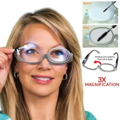 OCCHIALI PER MAKEUP TRUCCO INGRANDIMENTO CON LUCE LED LATERALE LENTE REGOLABILE