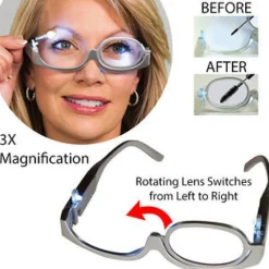 OCCHIALI PER MAKEUP TRUCCO INGRANDIMENTO CON LUCE LED LATERALE LENTE REGOLABILE