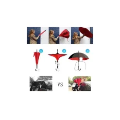 OMBRELLO REVERSIBILE APERTURA INVERSA AUTO CASA ROVESCIATO ANTI PIOGGIA MODA