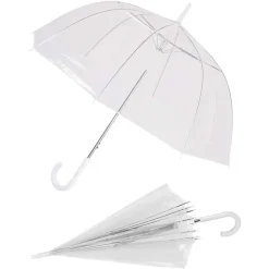 OMBRELLO TRASPARENTE A CUPOLA AUTOMATICO 90CM IN PVC PROTEZIONE SOLE E PIOGGIA