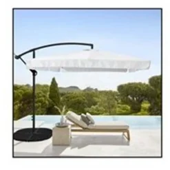 OMBRELLONE A BRACCIO LATERALE DA GIARDINO 3X3MT PROTEZIONE SOLE BIANCO CON BASE 223218