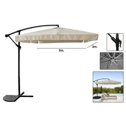 OMBRELLONE A BRACCIO LATERALE DA GIARDINO 3X3MT PROTEZIONE SOLE BEIGE CON BASE 223216