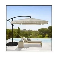 OMBRELLONE A BRACCIO LATERALE DA GIARDINO 3X3MT PROTEZIONE SOLE BEIGE CON BASE 223216